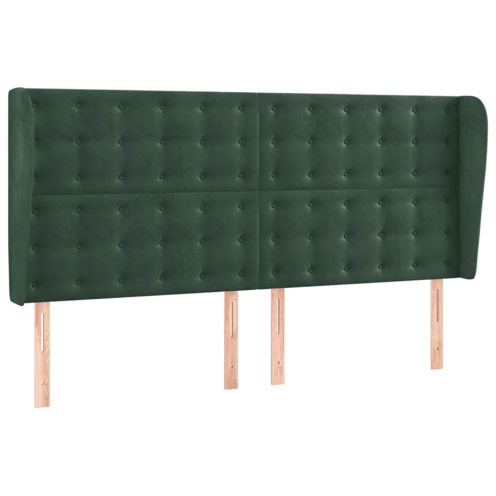 Testiera ad Orecchio Verde Scuro 163x23x118/128cm in Velluto