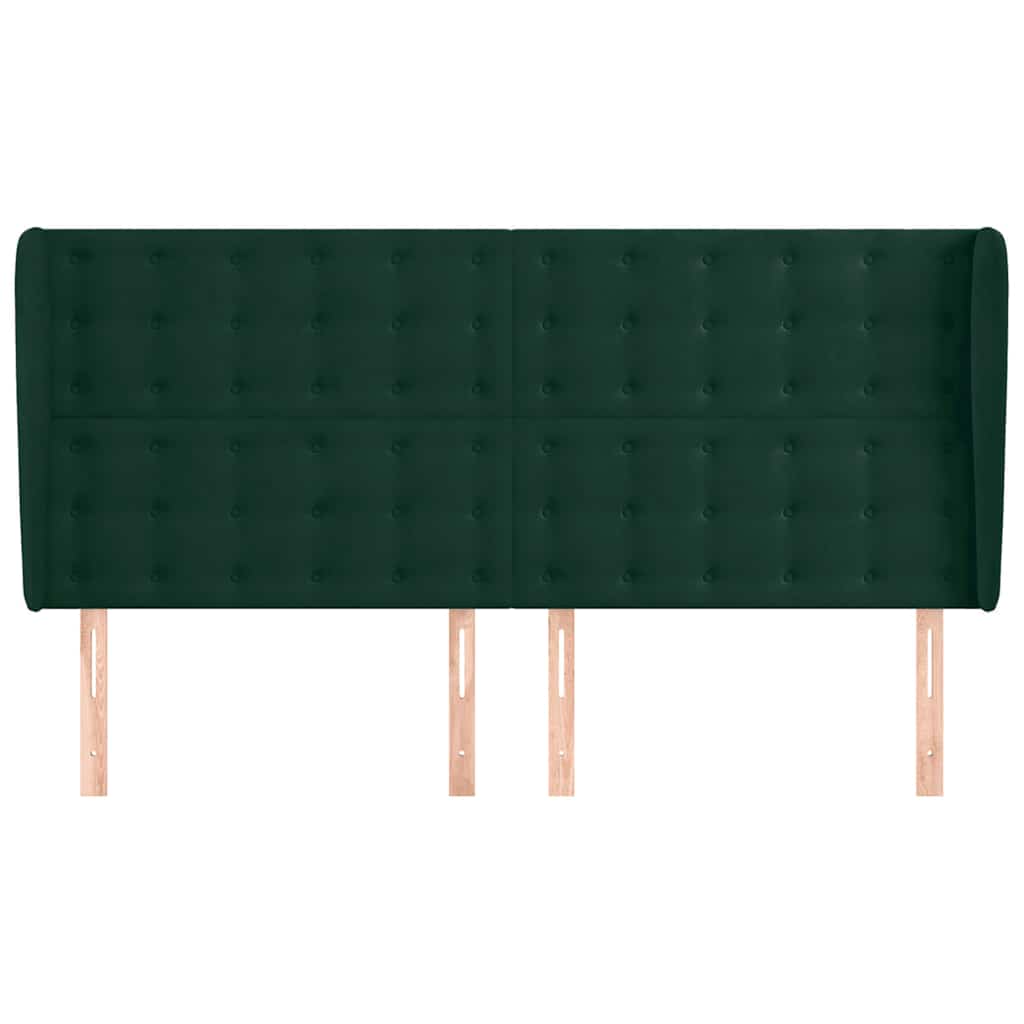 Testiera ad Orecchio Verde Scuro 163x23x118/128cm in Velluto