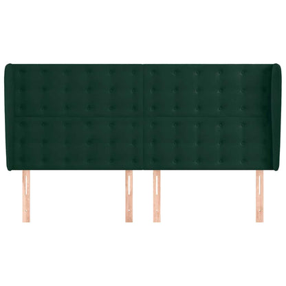 Testiera ad Orecchio Verde Scuro 163x23x118/128cm in Velluto