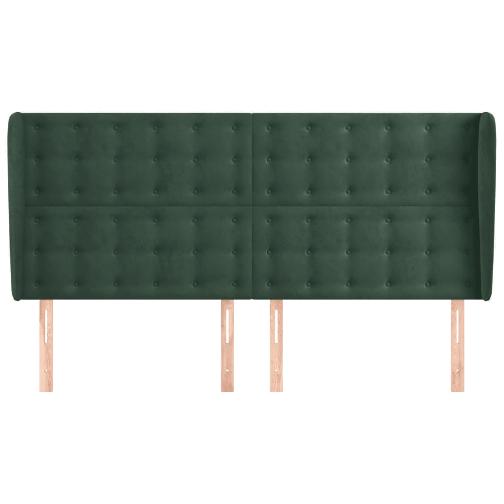 Testiera ad Orecchio Verde Scuro 163x23x118/128cm in Velluto