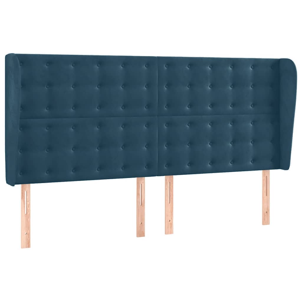 Testiera ad Orecchio Blu Scuro 163x23x118/128 cm in Velluto