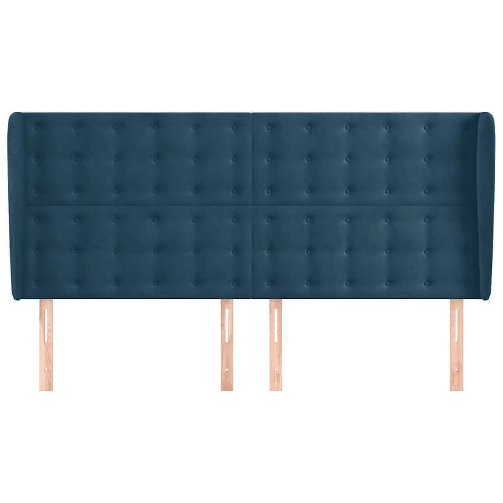 Testiera ad Orecchio Blu Scuro 163x23x118/128 cm in Velluto