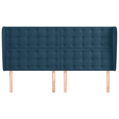 Testiera ad Orecchio Blu Scuro 163x23x118/128 cm in Velluto