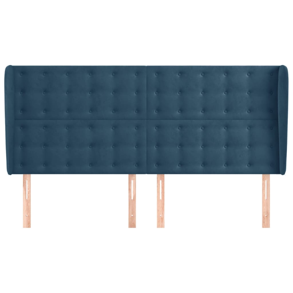 Testiera ad Orecchio Blu Scuro 163x23x118/128 cm in Velluto