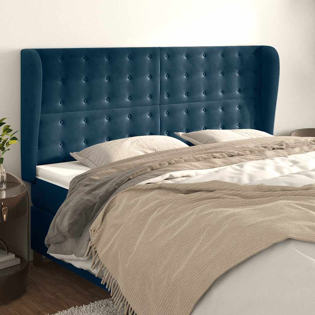 Testiera ad Orecchio Blu Scuro 163x23x118/128 cm in Velluto