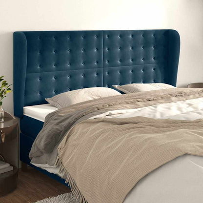 Testiera ad Orecchio Blu Scuro 163x23x118/128 cm in Velluto