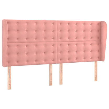 Testiera ad Orecchio Rosa 163x23x118/128 cm in Velluto