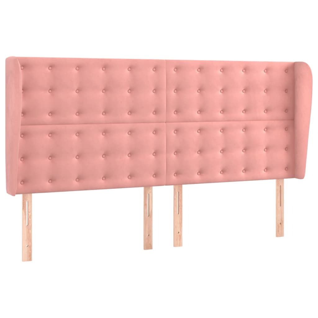Testiera ad Orecchio Rosa 163x23x118/128 cm in Velluto