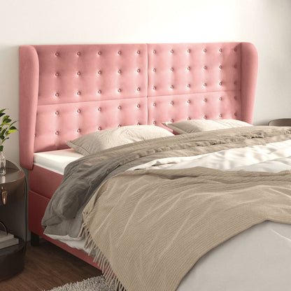 Testiera ad Orecchio Rosa 163x23x118/128 cm in Velluto