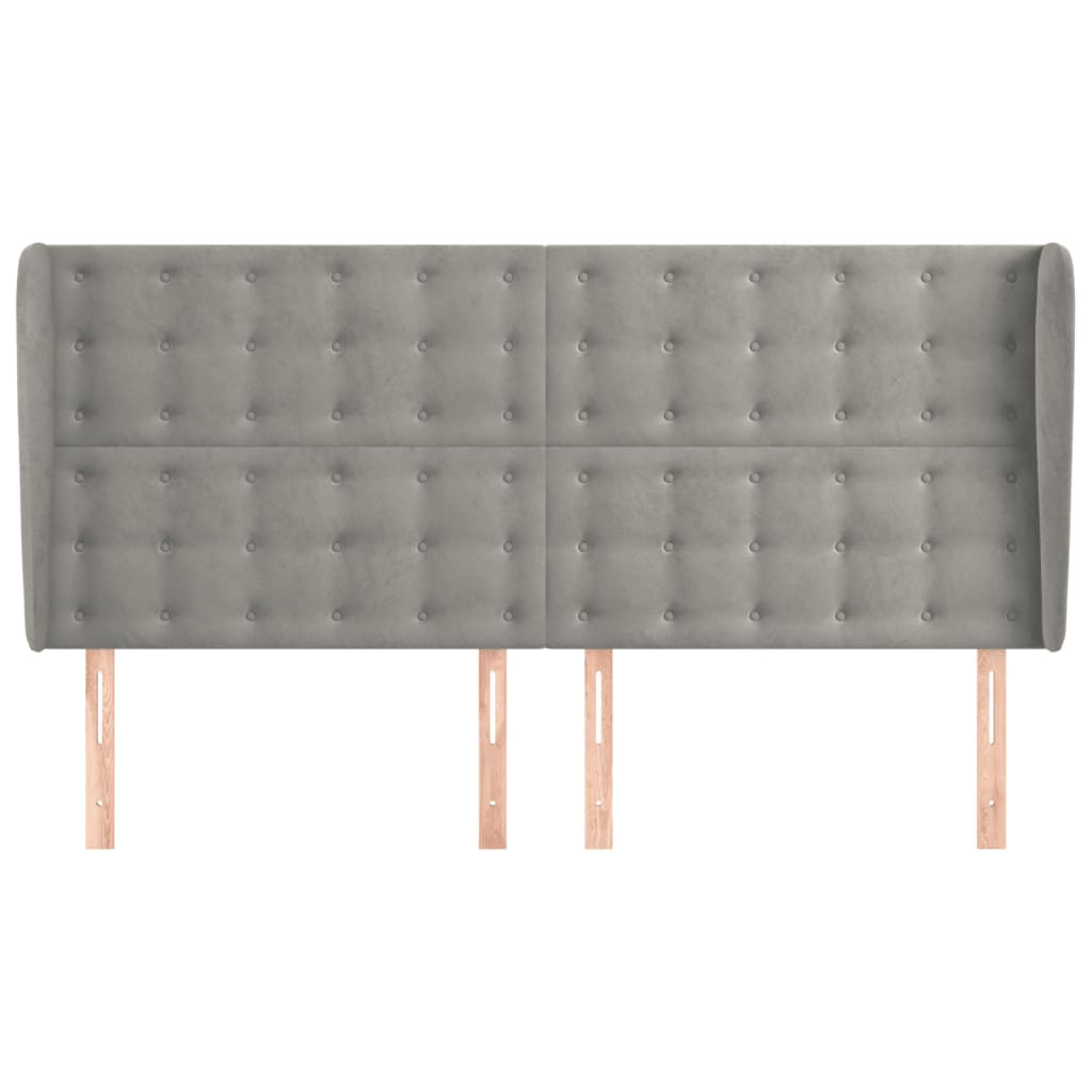 Testiera ad Orecchio Grigio Chiaro 183x23x118/128 cm in Velluto