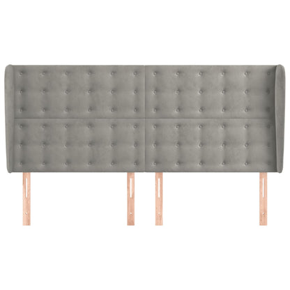 Testiera ad Orecchio Grigio Chiaro 183x23x118/128 cm in Velluto