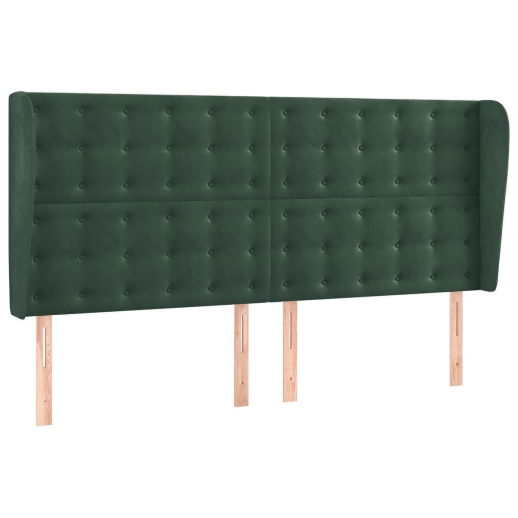 Testiera ad Orecchio Verde Scuro 183x23x118/128cm in Velluto