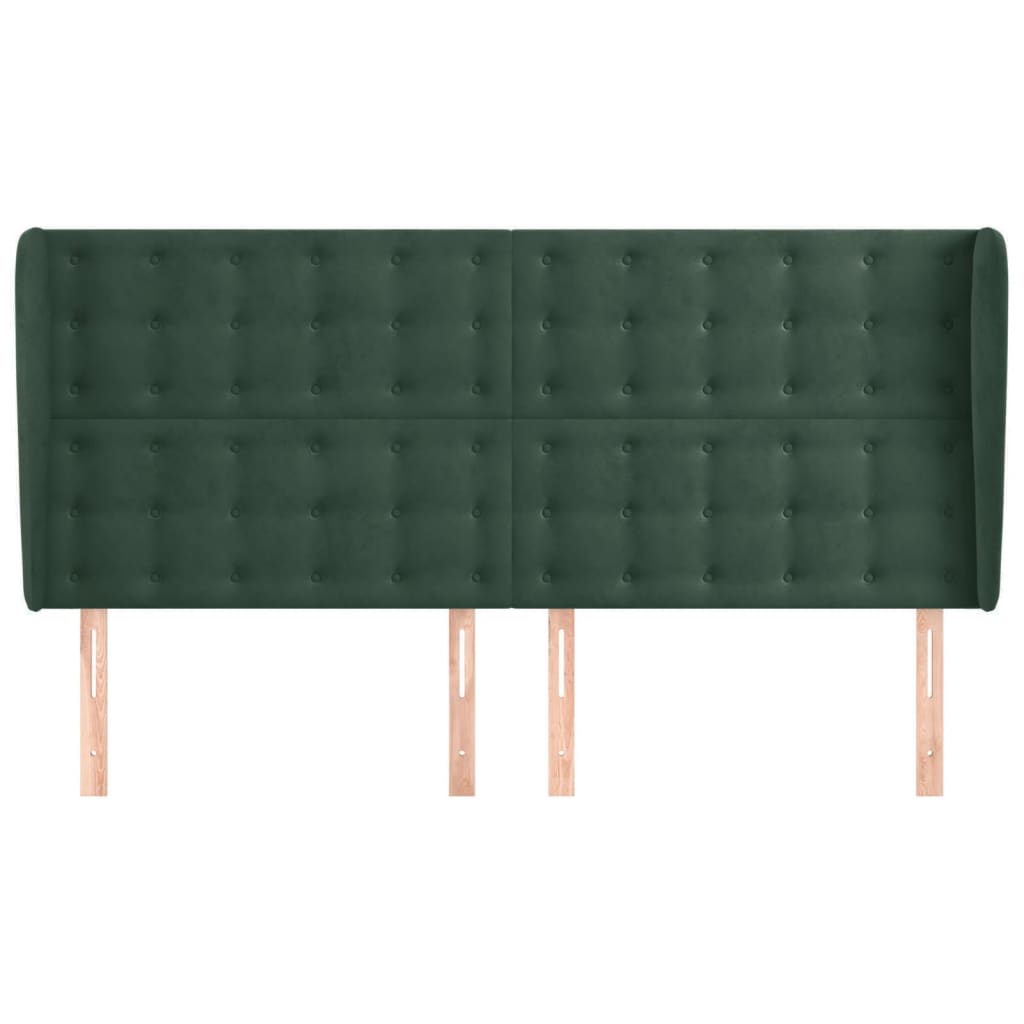 Testiera ad Orecchio Verde Scuro 183x23x118/128cm in Velluto
