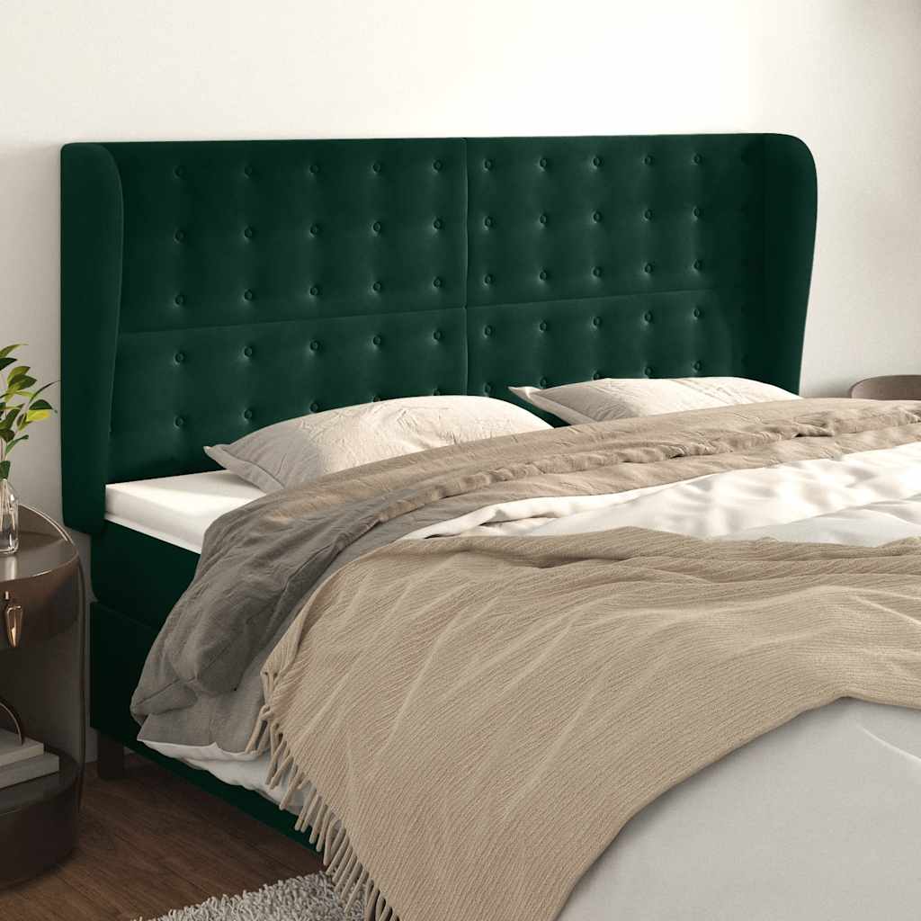 Testiera ad Orecchio Verde Scuro 183x23x118/128cm in Velluto