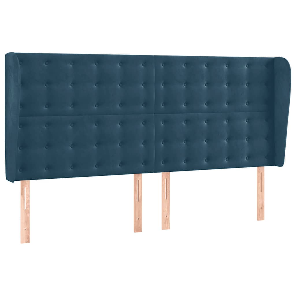 Testiera ad Orecchio Blu Scuro 183x23x118/128 cm in Velluto