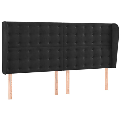 Testiera ad Orecchio Nera 203x23x118/128 cm in Velluto