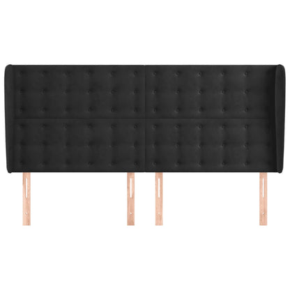 Testiera ad Orecchio Nera 203x23x118/128 cm in Velluto