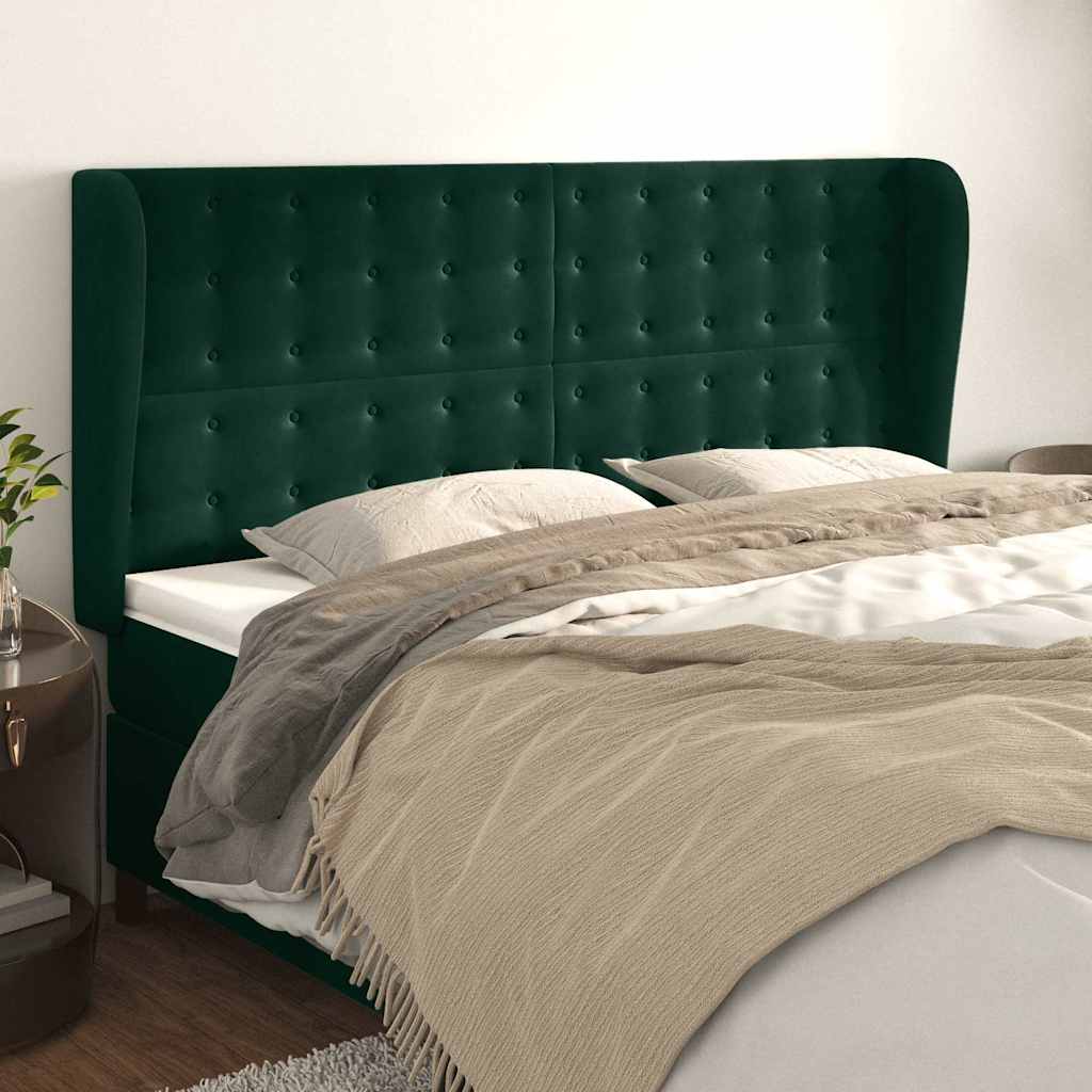 Testiera ad Orecchio Verde Scuro 203x23x118/128cm in Velluto