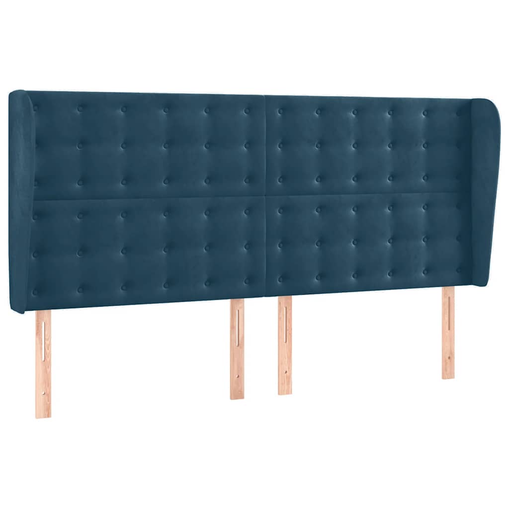 Testiera ad Orecchio Blu Scuro 203x23x118/128 cm in Velluto