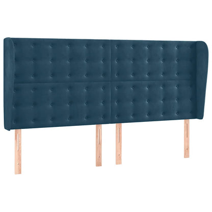 Testiera ad Orecchio Blu Scuro 203x23x118/128 cm in Velluto