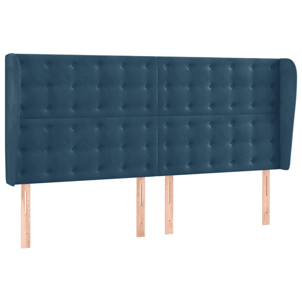 Testiera ad Orecchio Blu Scuro 203x23x118/128 cm in Velluto