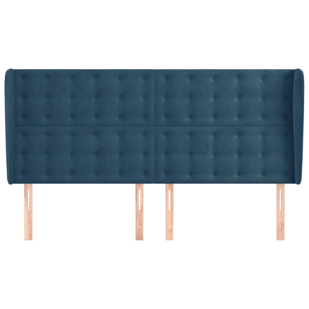 Testiera ad Orecchio Blu Scuro 203x23x118/128 cm in Velluto