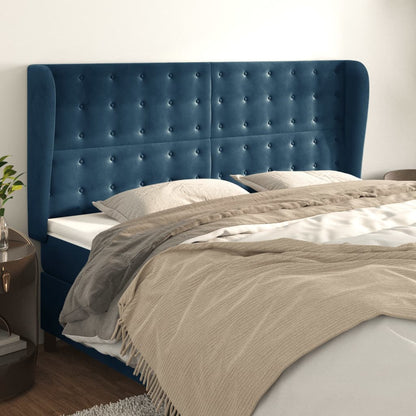 Testiera ad Orecchio Blu Scuro 203x23x118/128 cm in Velluto