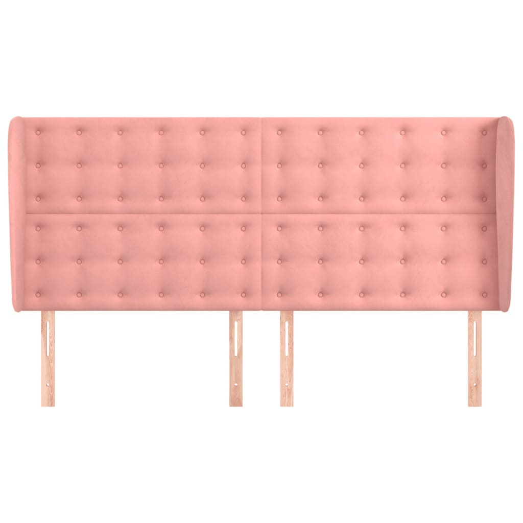 Testiera ad Orecchio Rosa 203x23x118/128 cm in Velluto