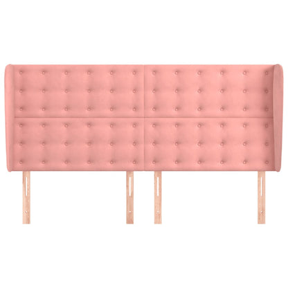 Testiera ad Orecchio Rosa 203x23x118/128 cm in Velluto