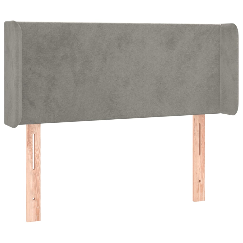 Testiera ad Orecchio Grigio Chiaro 93x16x78/88 cm in Velluto