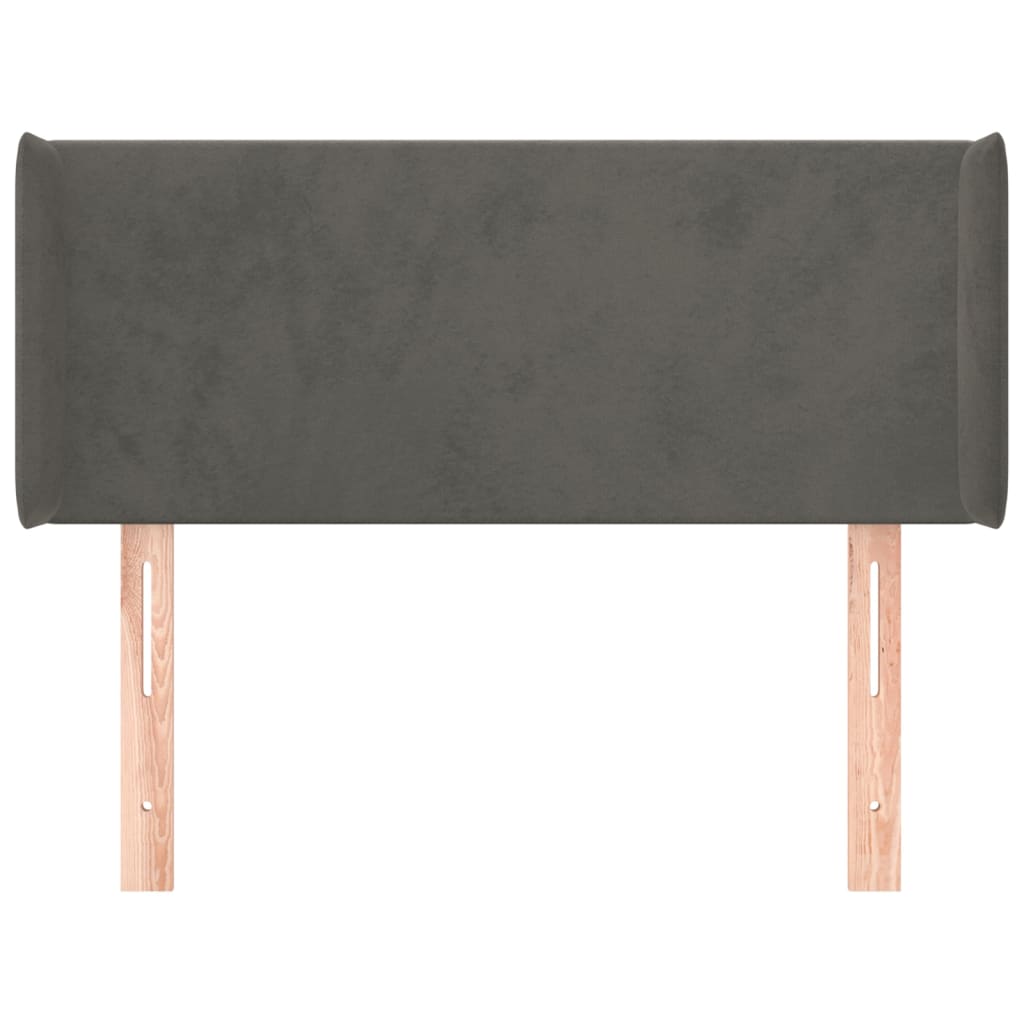 Testiera ad Orecchio Grigio Scuro 93x16x78/88 cm in Velluto