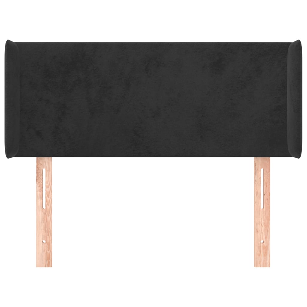 Testiera ad Orecchio Nera 93x16x78/88 cm in Velluto