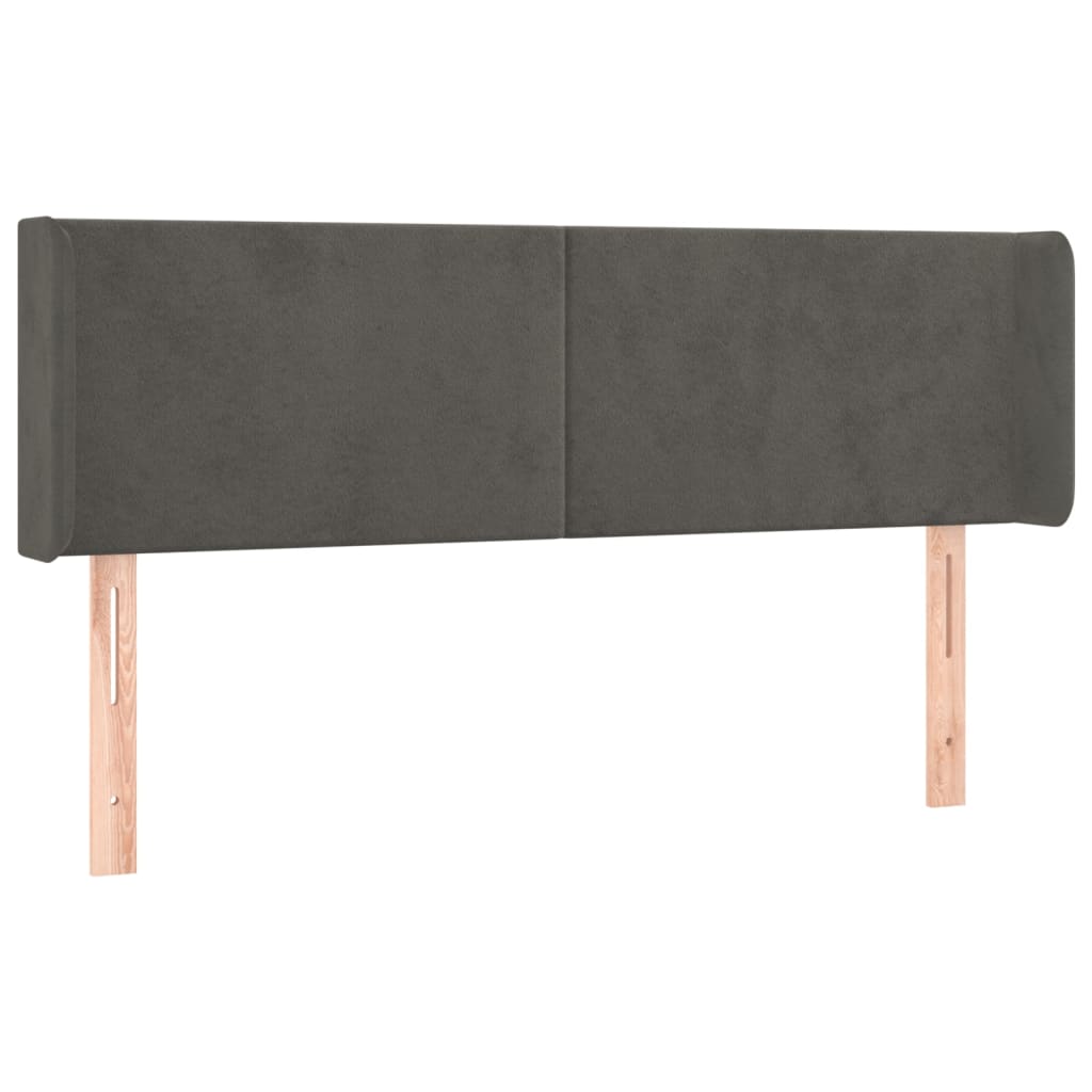 Testiera ad Orecchio Grigio Scuro 147x16x78/88 cm in Velluto