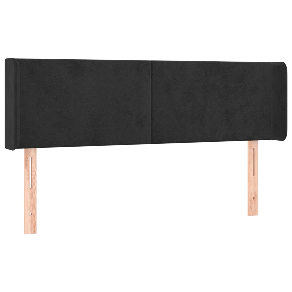Testiera ad Orecchio Nera 147x16x78/88 cm in Velluto