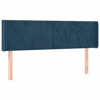 Testiera ad Orecchio Blu Scuro 147x16x78/88 cm in Velluto
