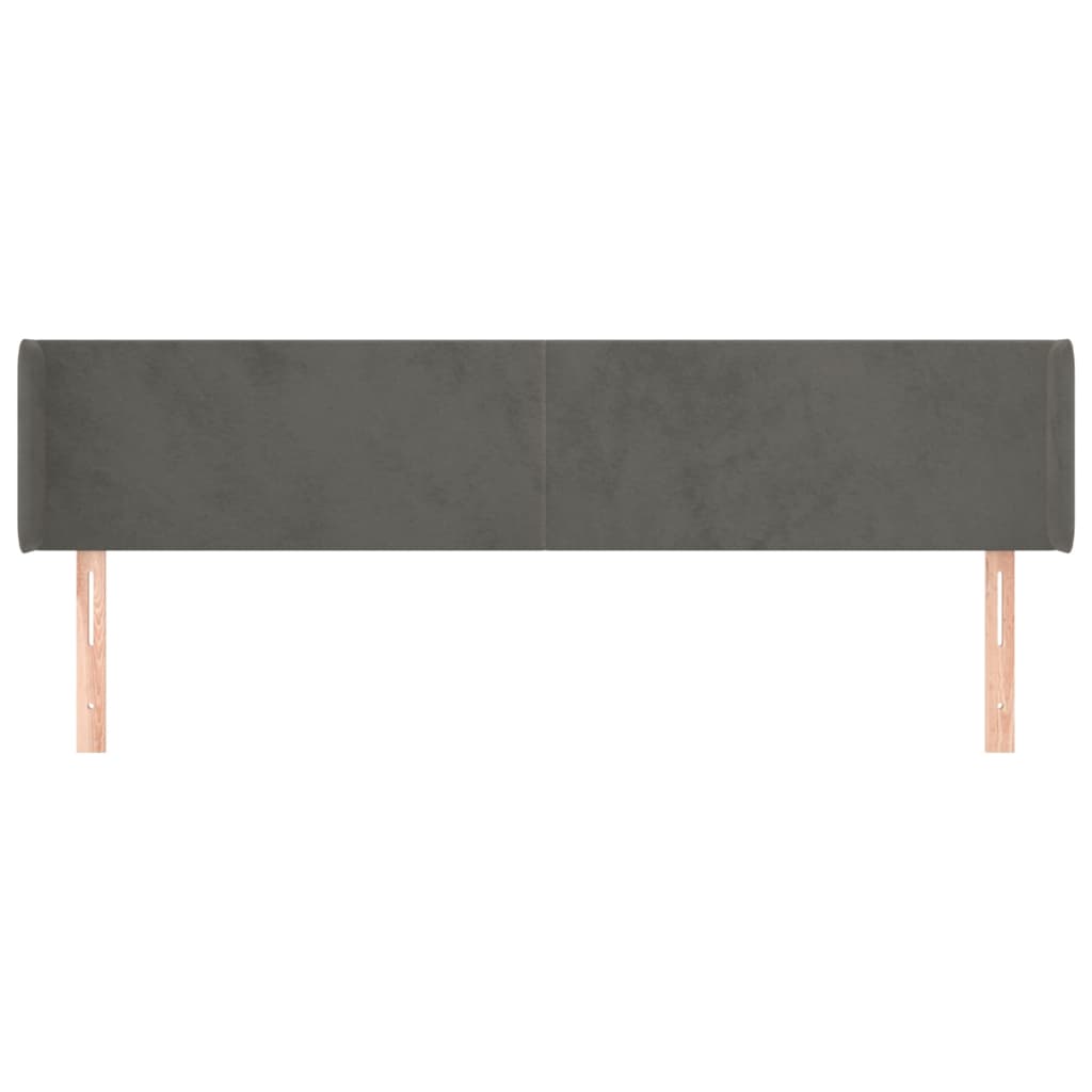 Testiera ad Orecchio Grigio Scuro 163x16x78/88 cm in Velluto