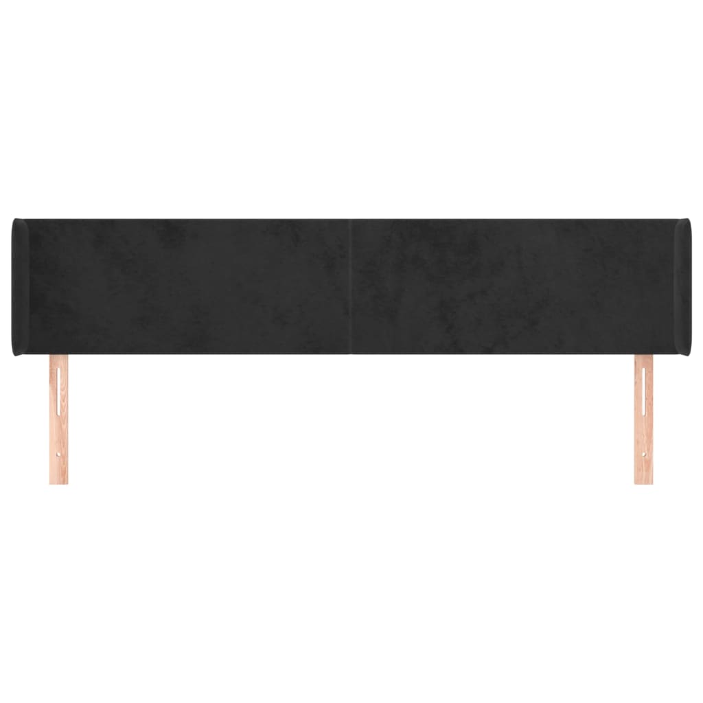 Testiera ad Orecchio Nera 163x16x78/88 cm in Velluto