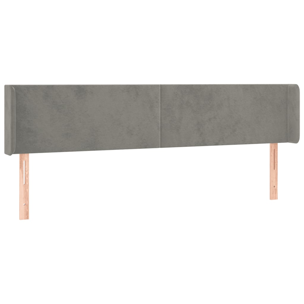 Testiera ad Orecchio Grigio Chiaro 183x16x78/88 cm in Velluto