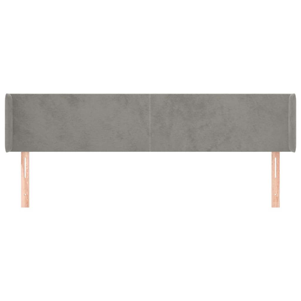 Testiera ad Orecchio Grigio Chiaro 183x16x78/88 cm in Velluto