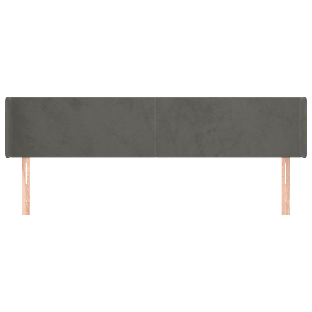 Testiera ad Orecchio Grigio Scuro 183x16x78/88 cm in Velluto