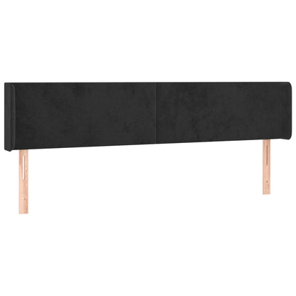 Testiera ad Orecchio Nera 203x16x78/88 cm in Velluto