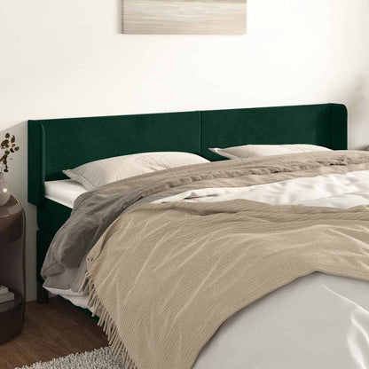 Testiera ad Orecchio Verde Scuro 203x16x78/88 cm in Velluto