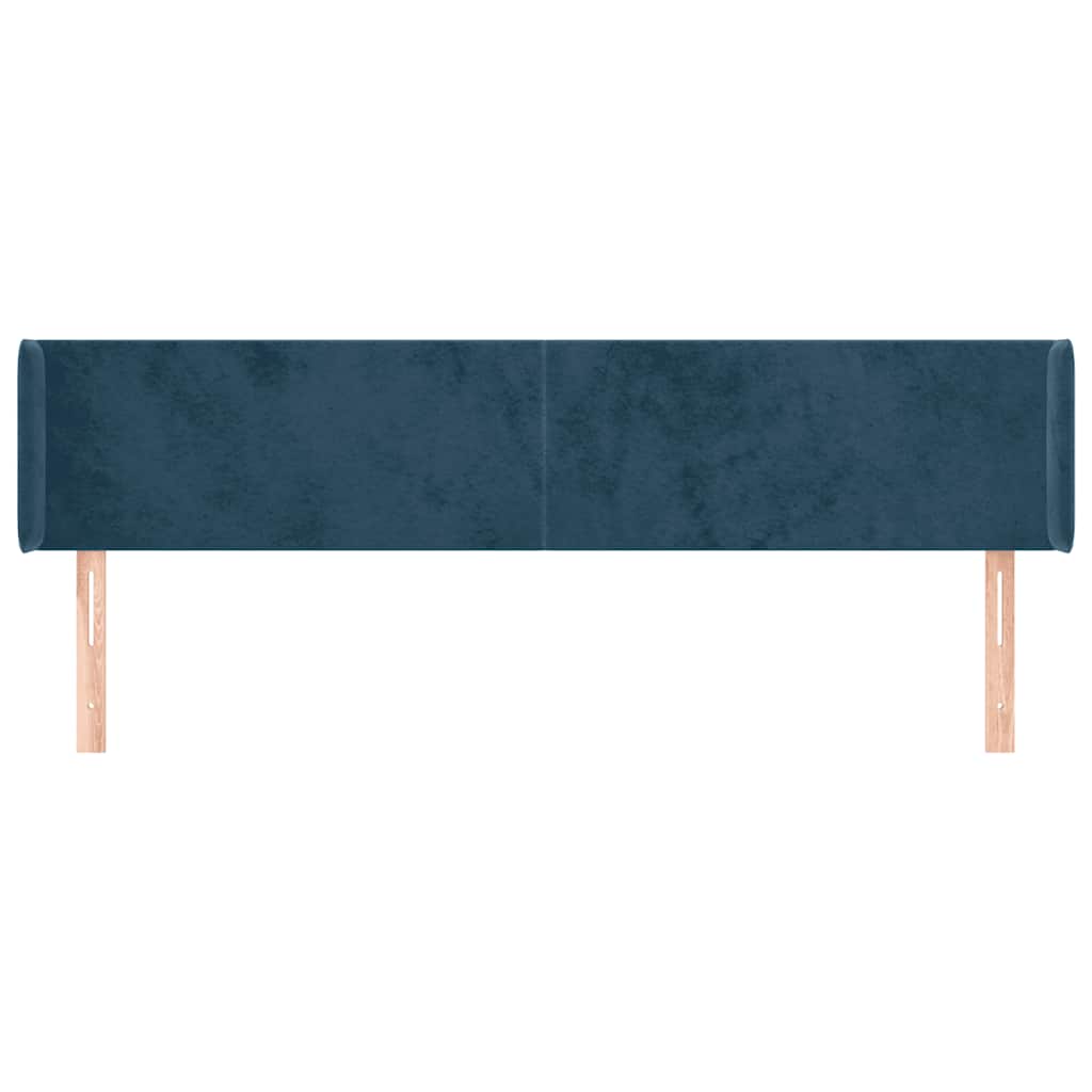 Testiera ad Orecchio Blu Scuro 203x16x78/88 cm in Velluto
