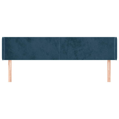 Testiera ad Orecchio Blu Scuro 203x16x78/88 cm in Velluto