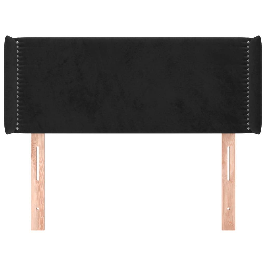 Testiera ad Orecchio Nera 83x16x78/88 cm in Velluto