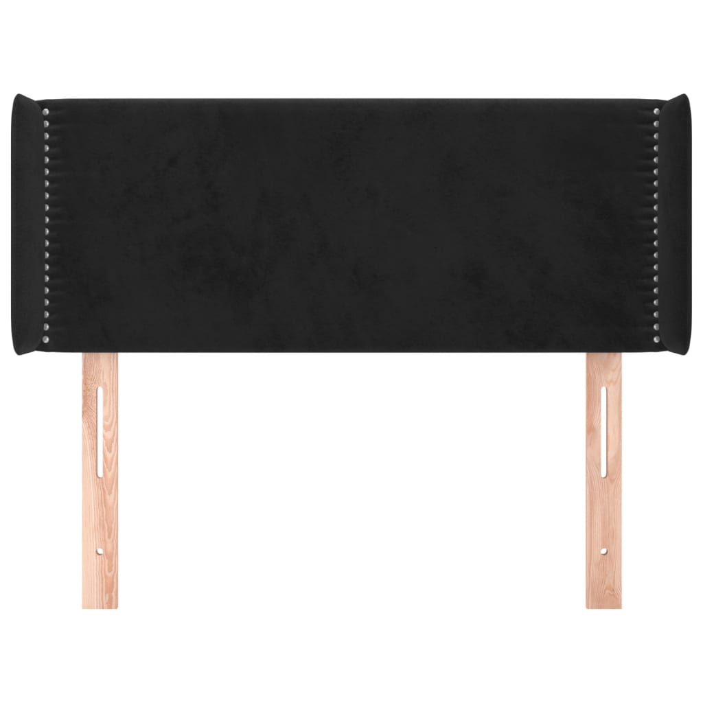 Testiera ad Orecchio Nera 93x16x78/88 cm in Velluto