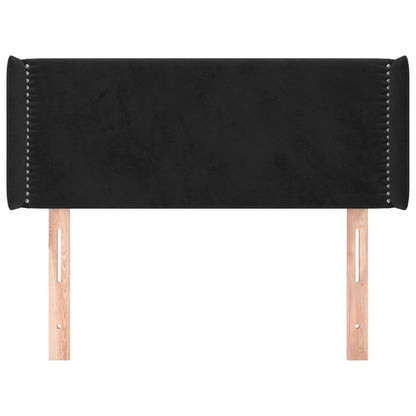 Testiera ad Orecchio Nera 93x16x78/88 cm in Velluto