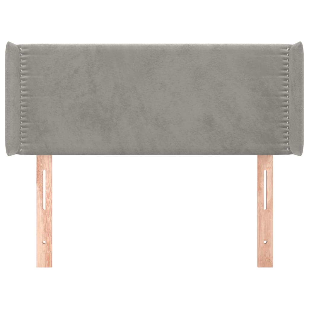 Testiera ad Orecchio Grigio Chiaro 103x16x78/88 cm in Velluto