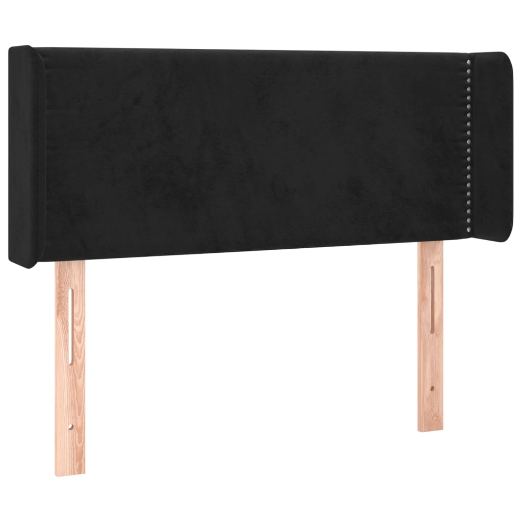 Testiera ad Orecchio Nera 103x16x78/88 cm in Velluto