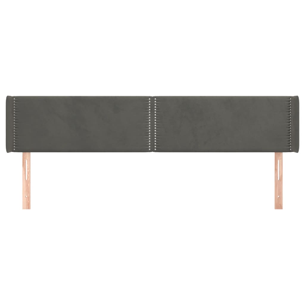 Testiera ad Orecchio Grigio Scuro 163x16x78/88 cm in Velluto